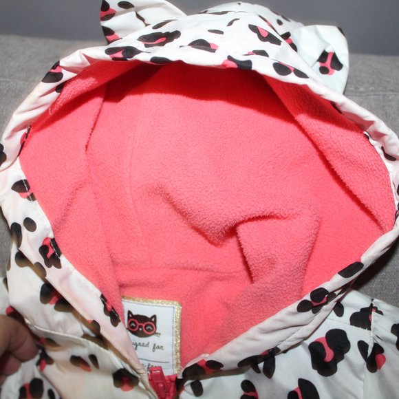 ✨2/$25 Gymboree Girls Leopard Hooded Zip Up Jacket Coat Fleece Lining 2T - Picture 2 of 4